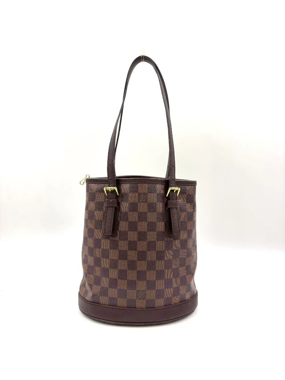 Louis Vuitton Marais Damier Ebene Leather Brown Tote Gold